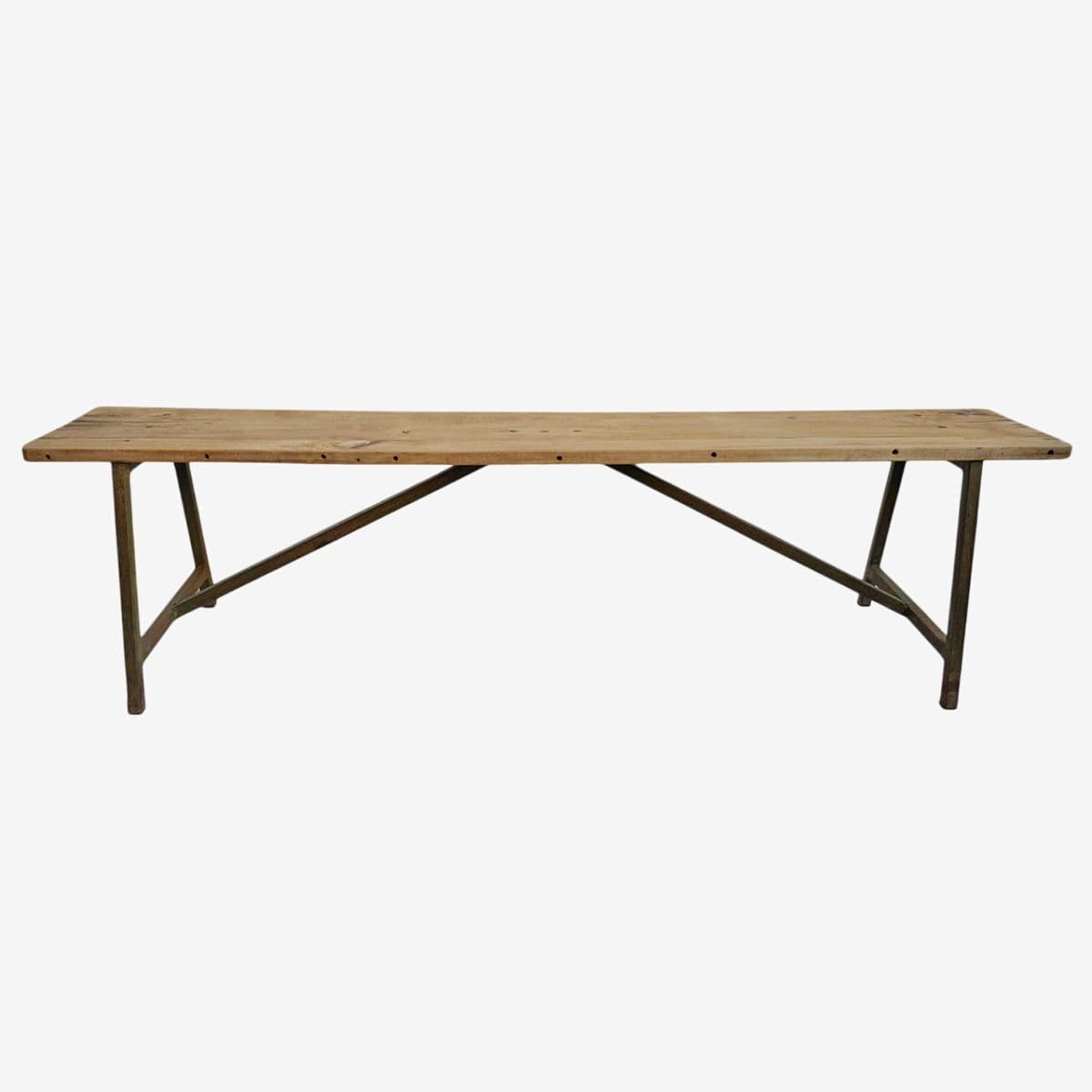 Vintage India Teak & Iron Bench - Image 1