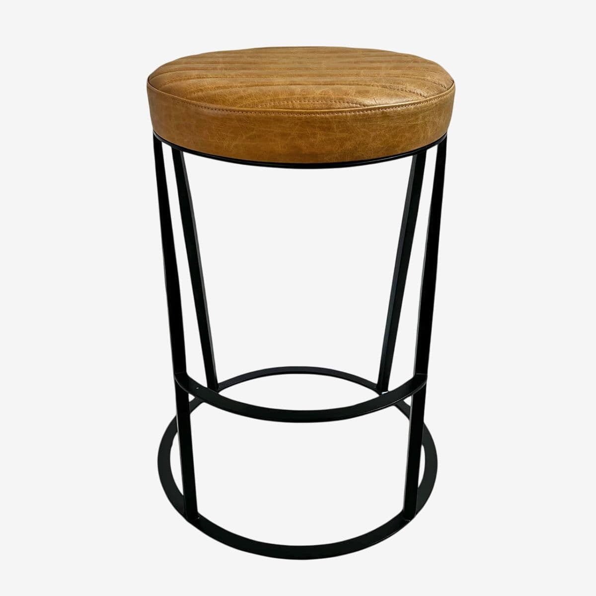 Tufted Nubuck Leather Counter Stool - Image 1