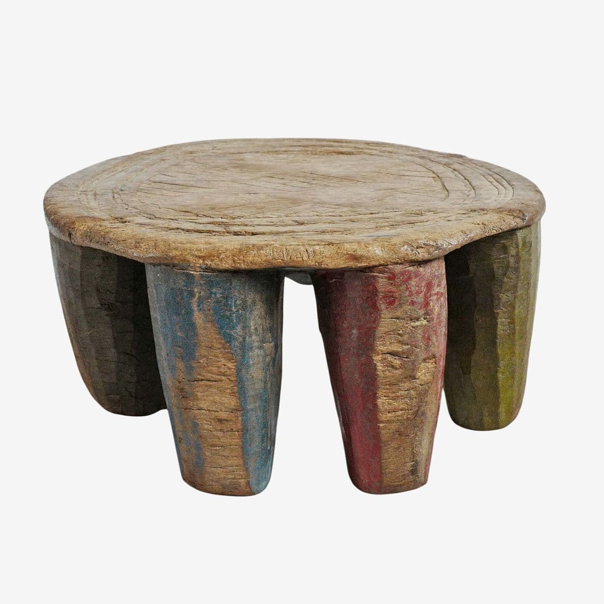 Old Nupe Low Wood Stool - Image 1