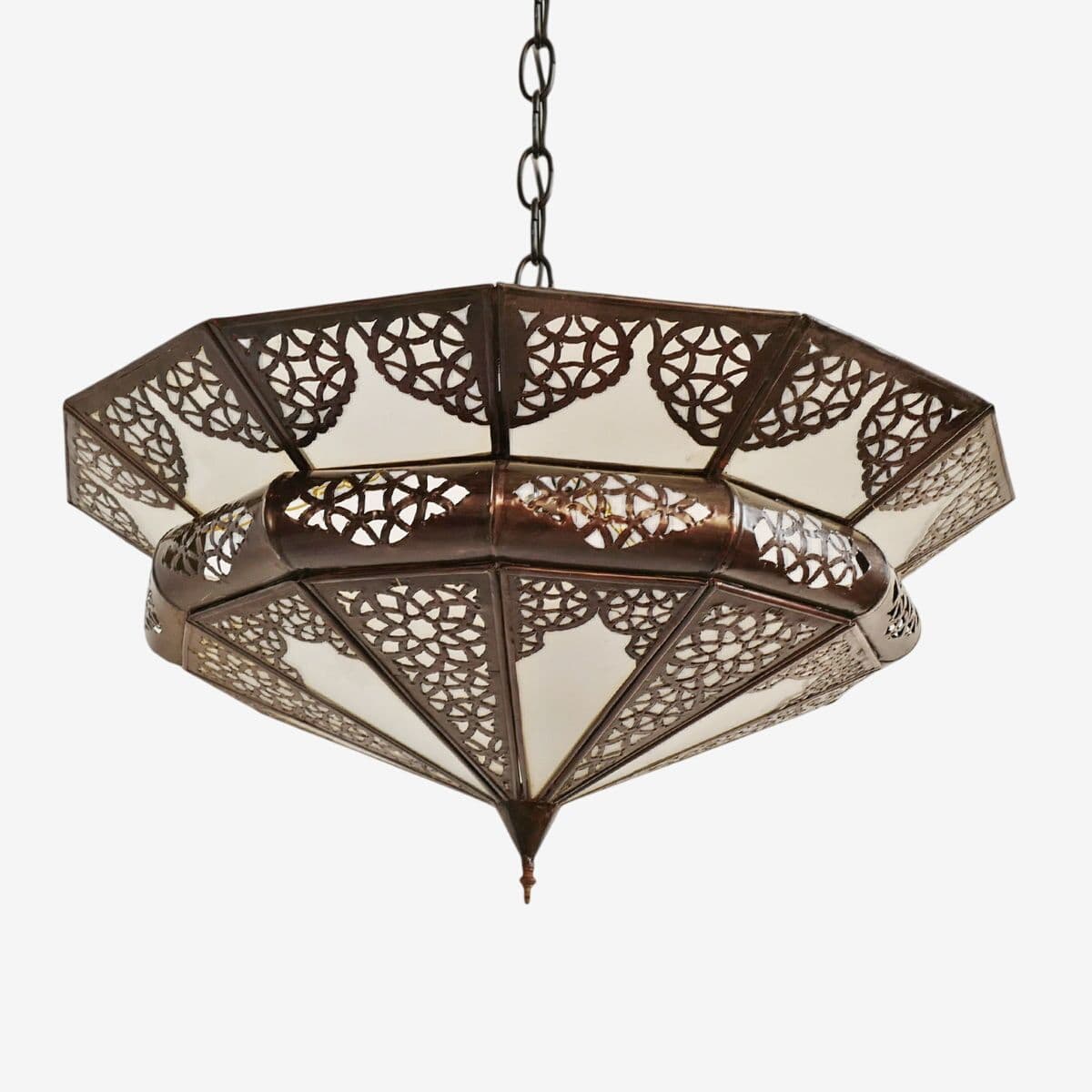 Moroccan Metal Frosted Dish Lantern Small - Image 1