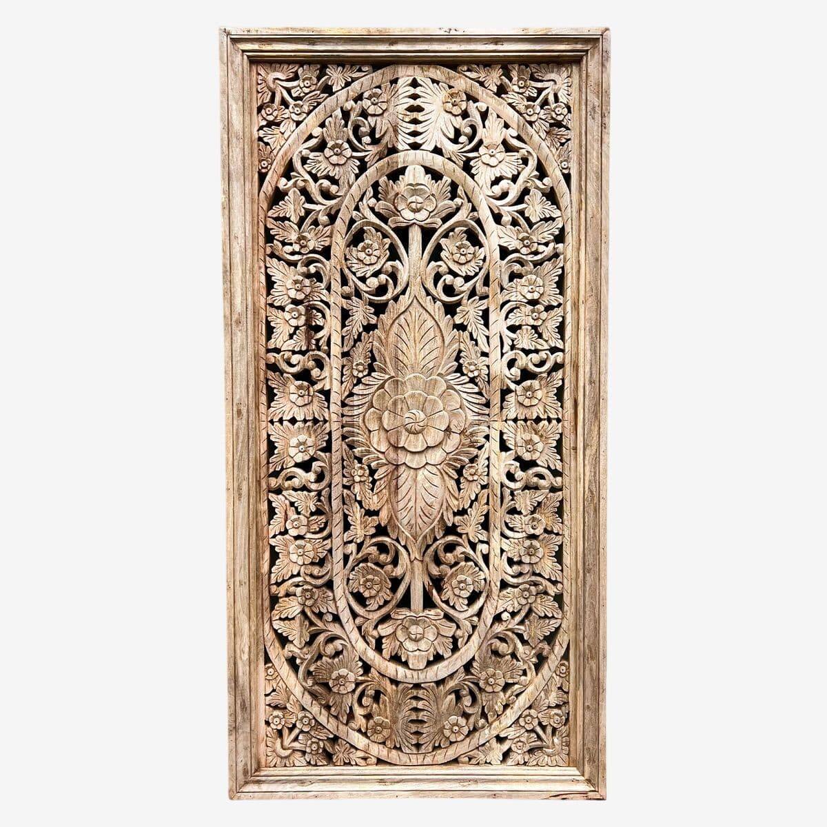 Floral Carved Wood Panel - Image 1