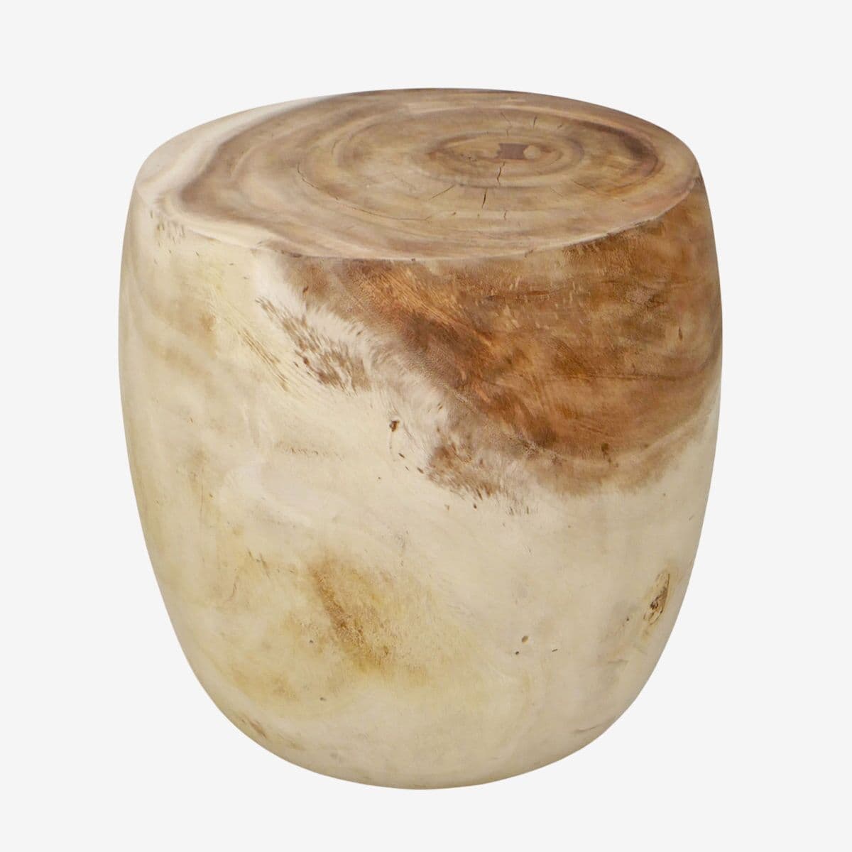 Raw Acacia Drum Side Table - Image 1