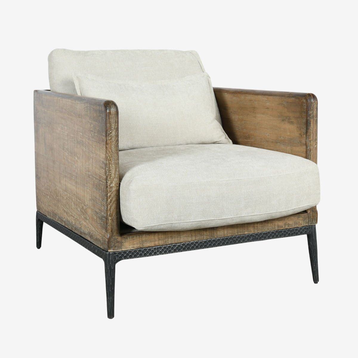 Modern Lodge Wood & Ivory Club Chair - Image 1