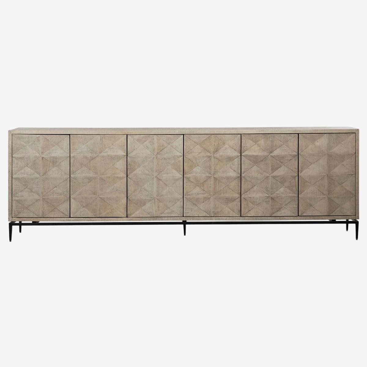 Diamond Pattern Washed Wood Buffet - Image 1