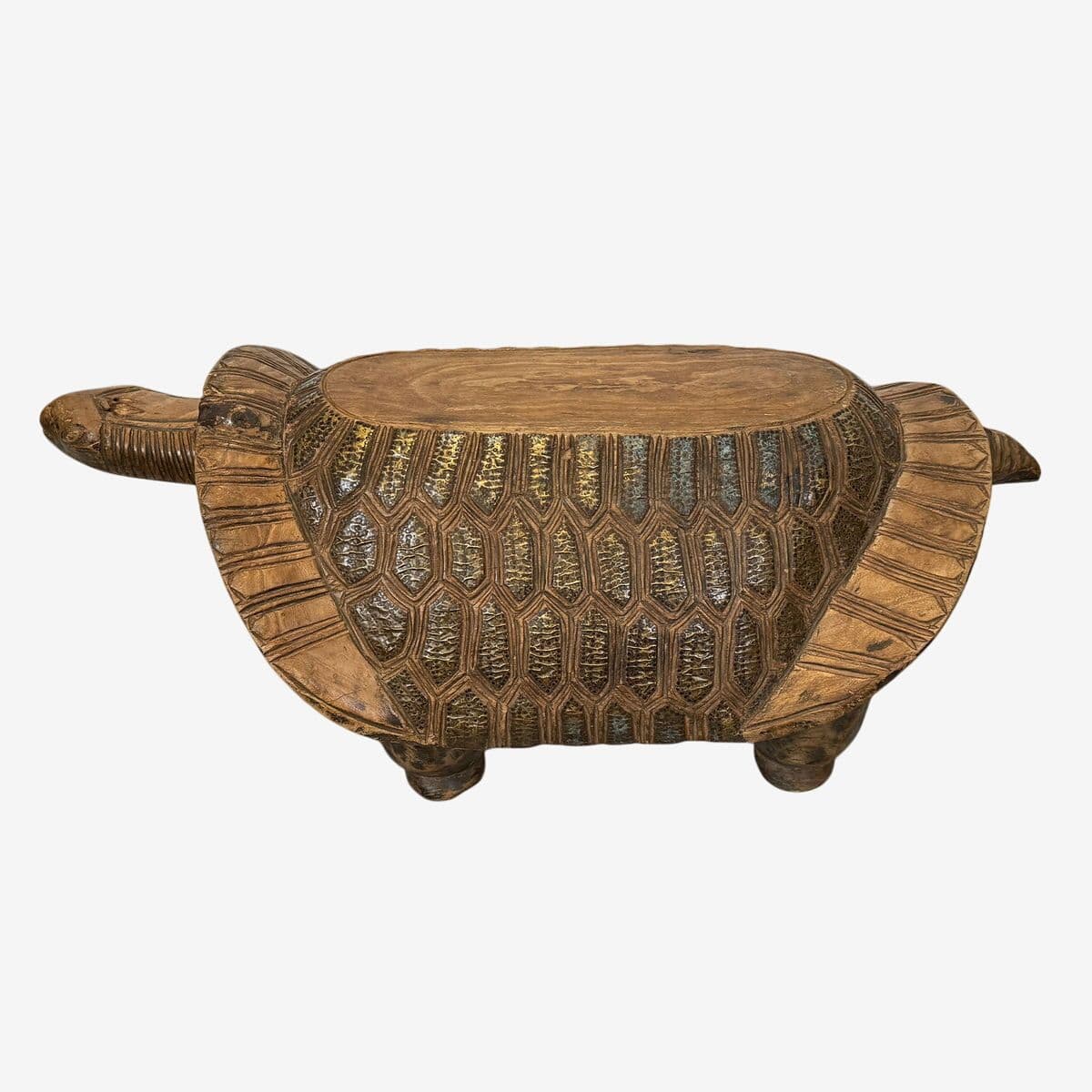 Vintage Burkina Faso Turtle Seat Bench - Image 1