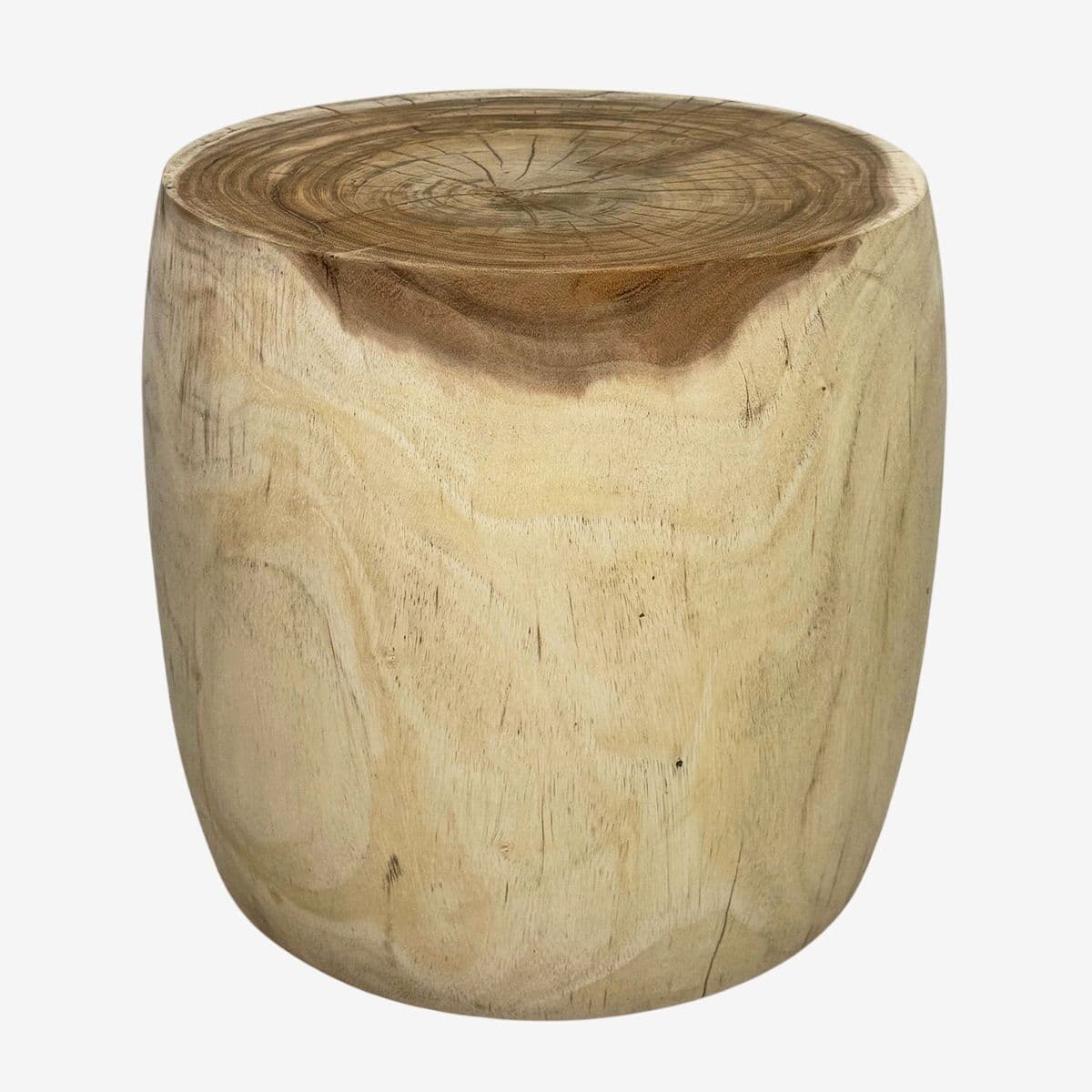Raw Acacia Drum Side Table - Image 1