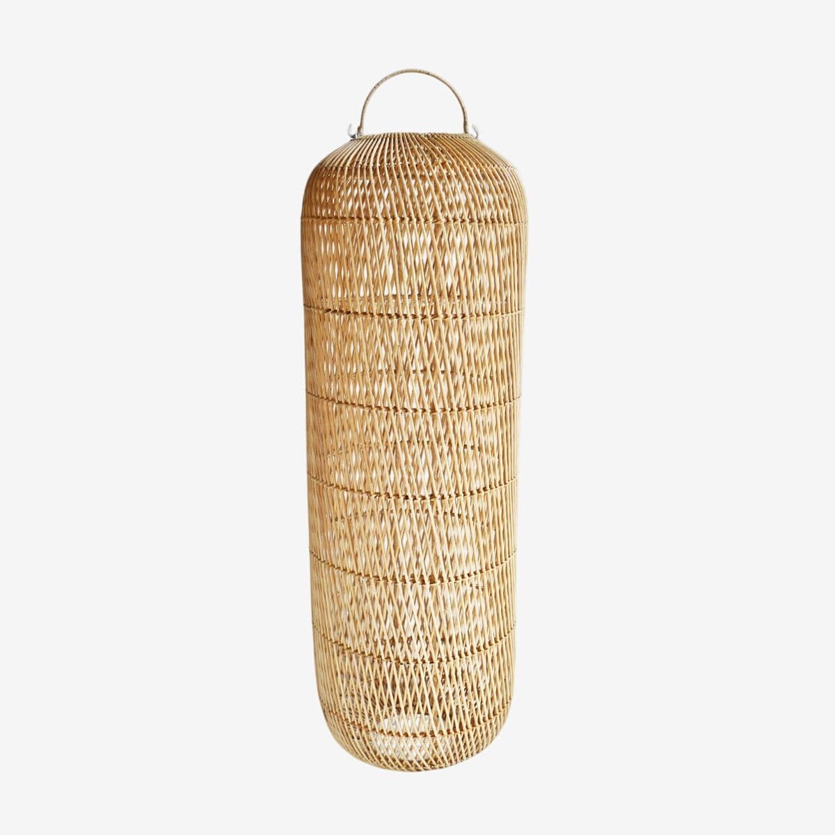 Raw Wicker Cylinder Lantern Medium - Image 1
