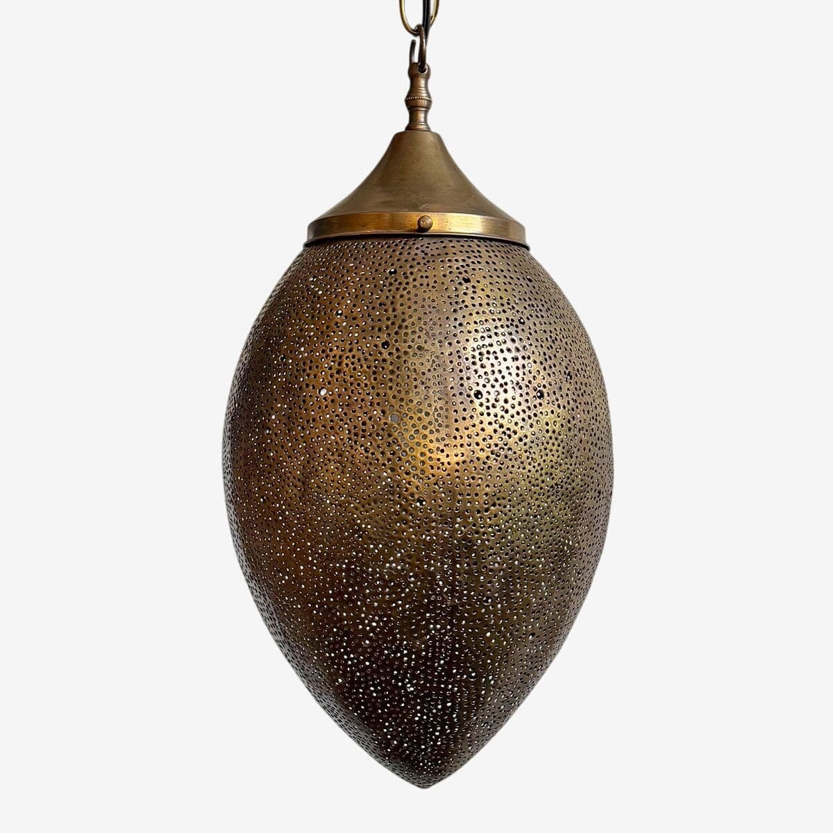 Vintage Brass Egg Pendant - Image 1