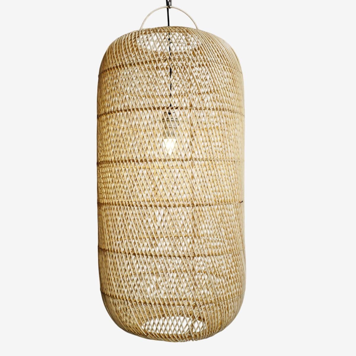 Raw Wicker Cylinder Lantern Large - Image 1