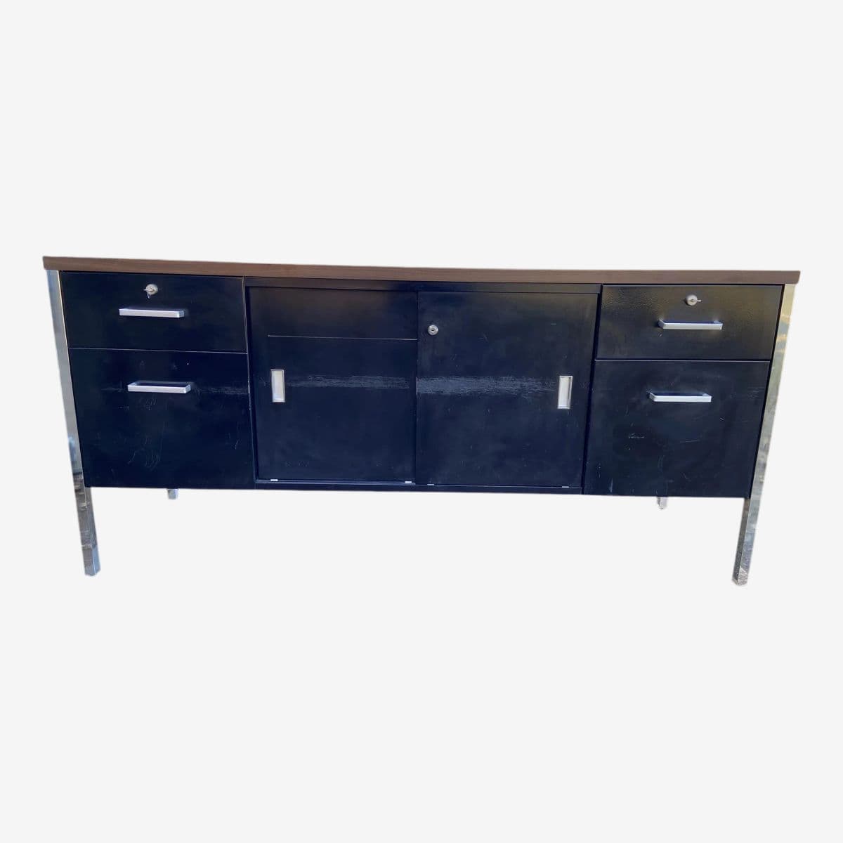 1980s Steelcase Vintage Mid Century Modern Metal Credenza - Image 1