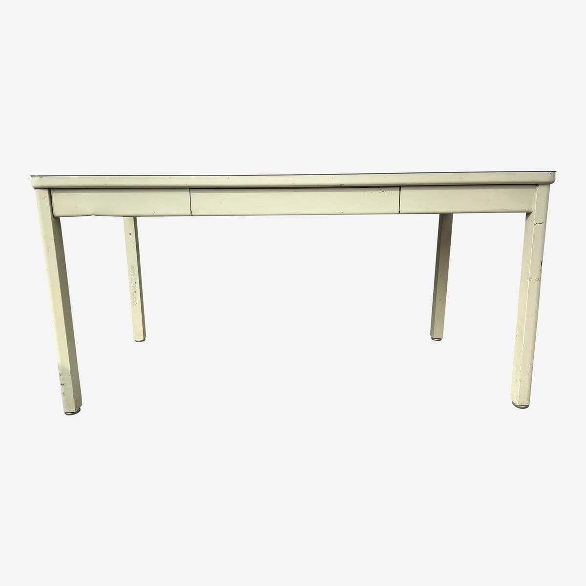 1980s Steelcase Style Vintage Mid Century Modern Metal Tanker Desk Lab Table - Image 1