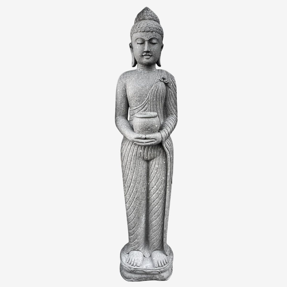 Standing Stone Garden Buddha w/Pot - Image 1