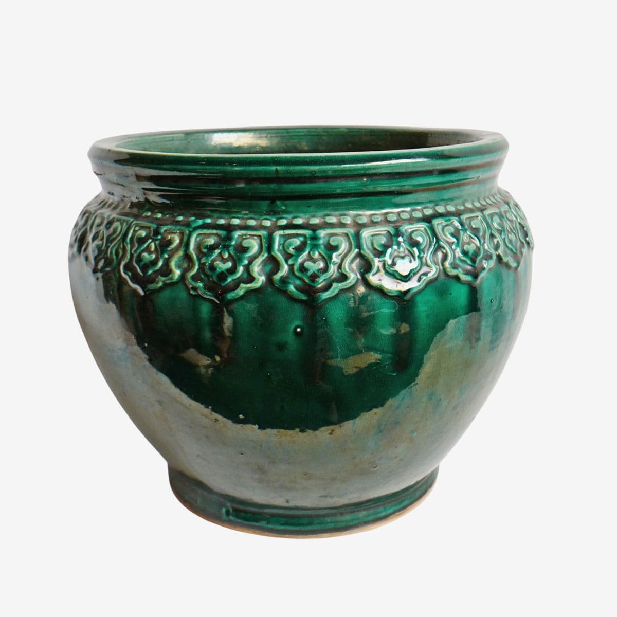 Vintage Green Vietnam Ceramic Pot - Image 1