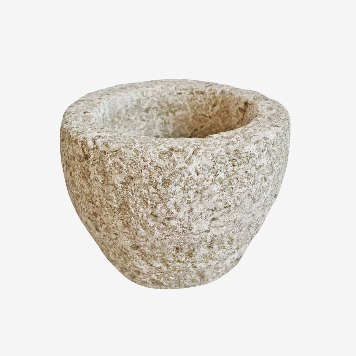 Old Chiseled Granite Small Stone Pot - Image 1