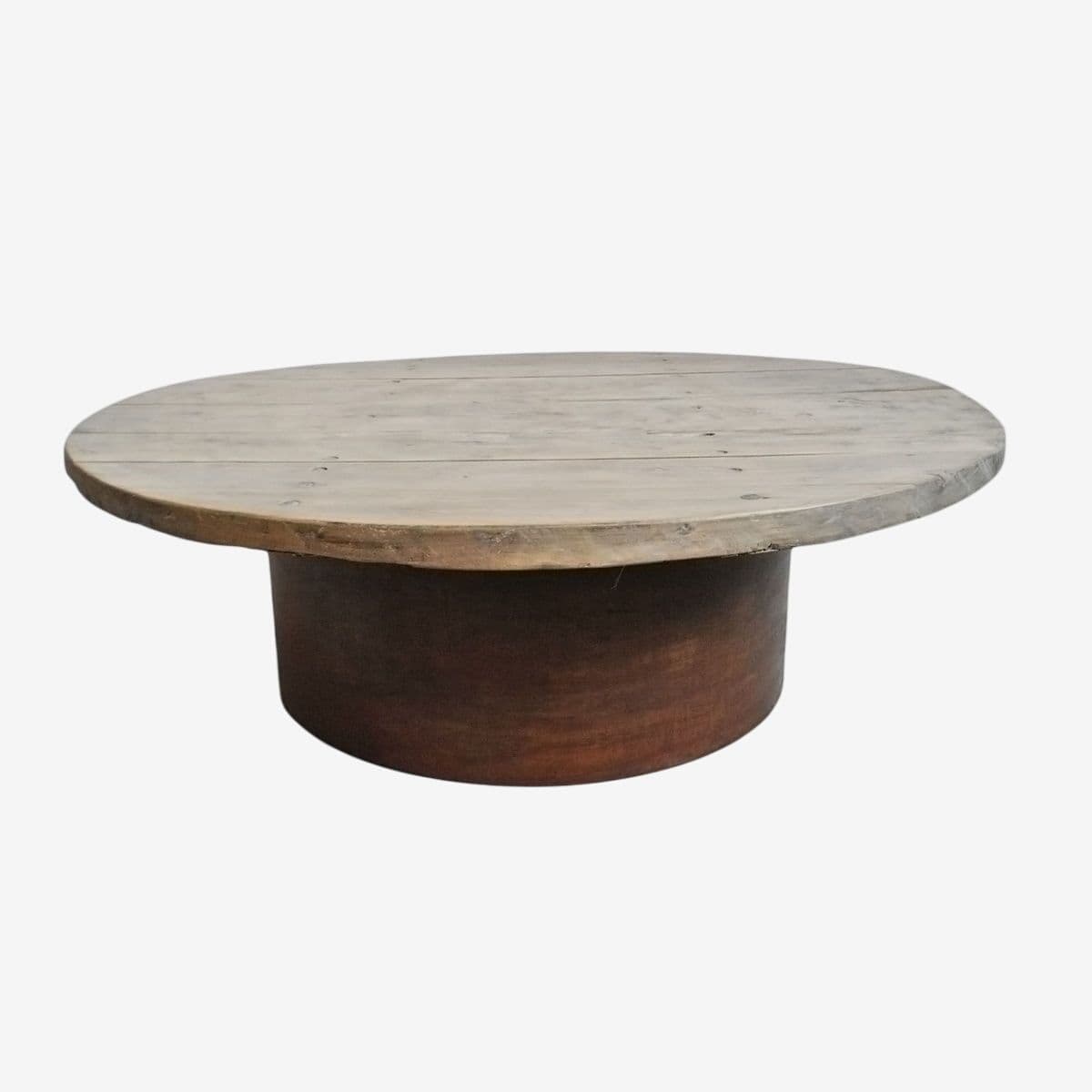 Round Elm & Iron Coffee Table - Image 1