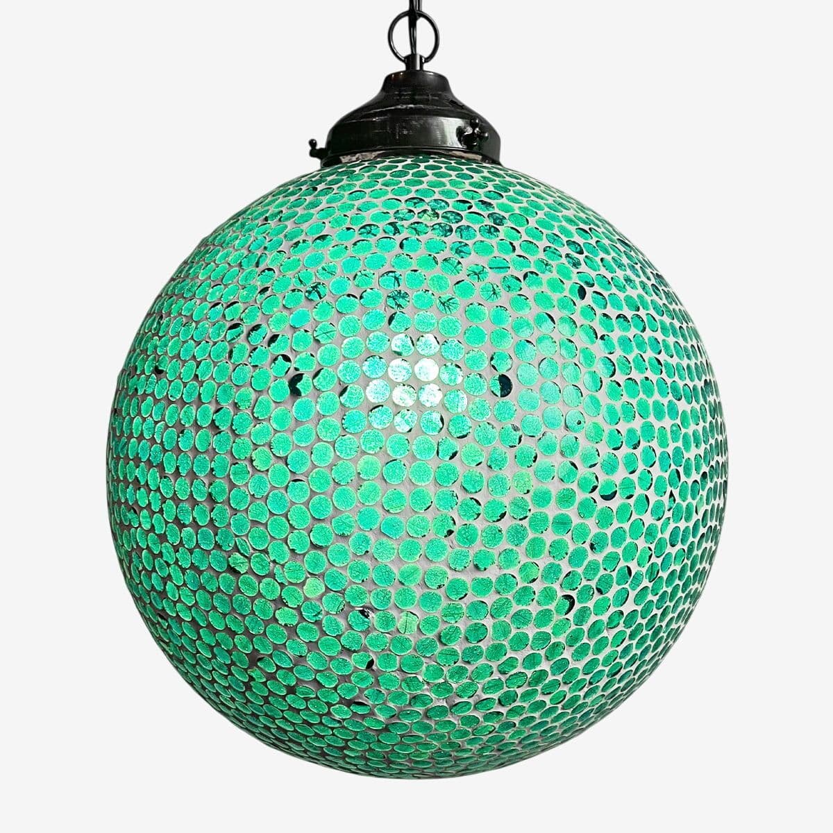 Caribbean Blue Mosaic Globe Pendant Large - Image 1