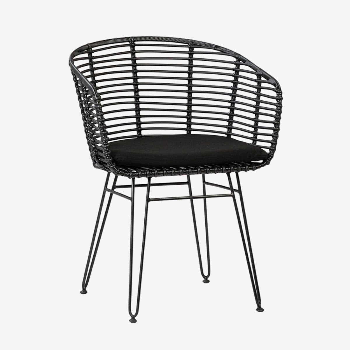 Outdoor Black Rattan Dining Chair - Image 1