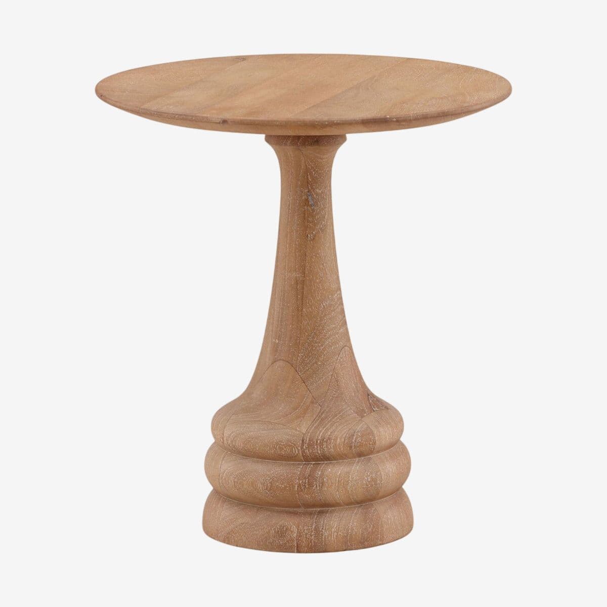 Mango Wood Drip Pedestal Side Table - Image 1
