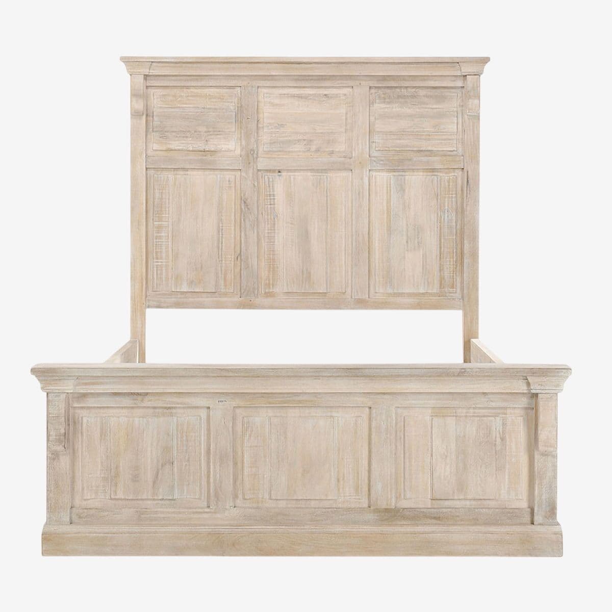 Washed White Wood Panel Cal King Bed - Image 1