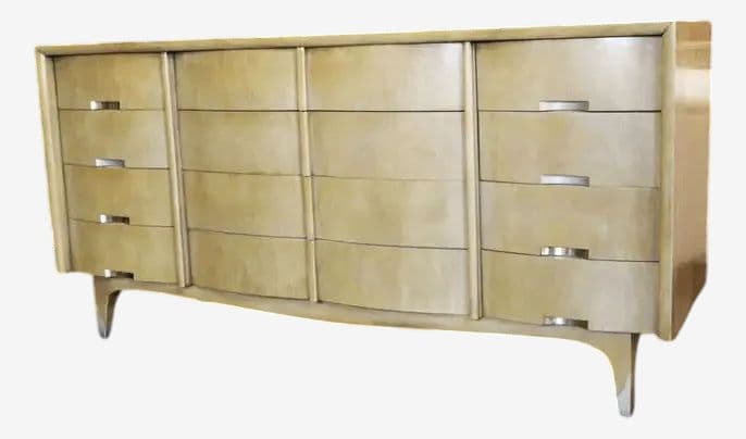 Bleached Mahogany American of Martinsville Fully Restored Credenza or Dresser - Vintage 1950s - Image 1