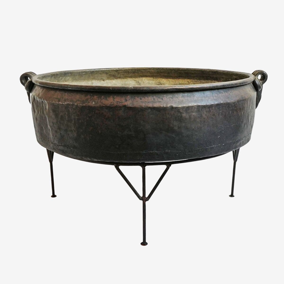 Old India Bronze Low Bowl on Stand - Image 1