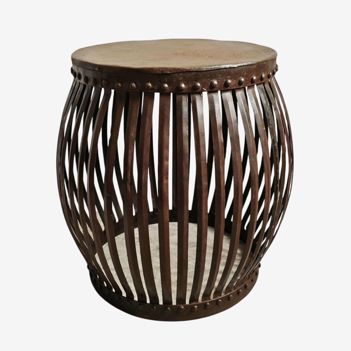 Iron Drum Strap Side Table - Image 1