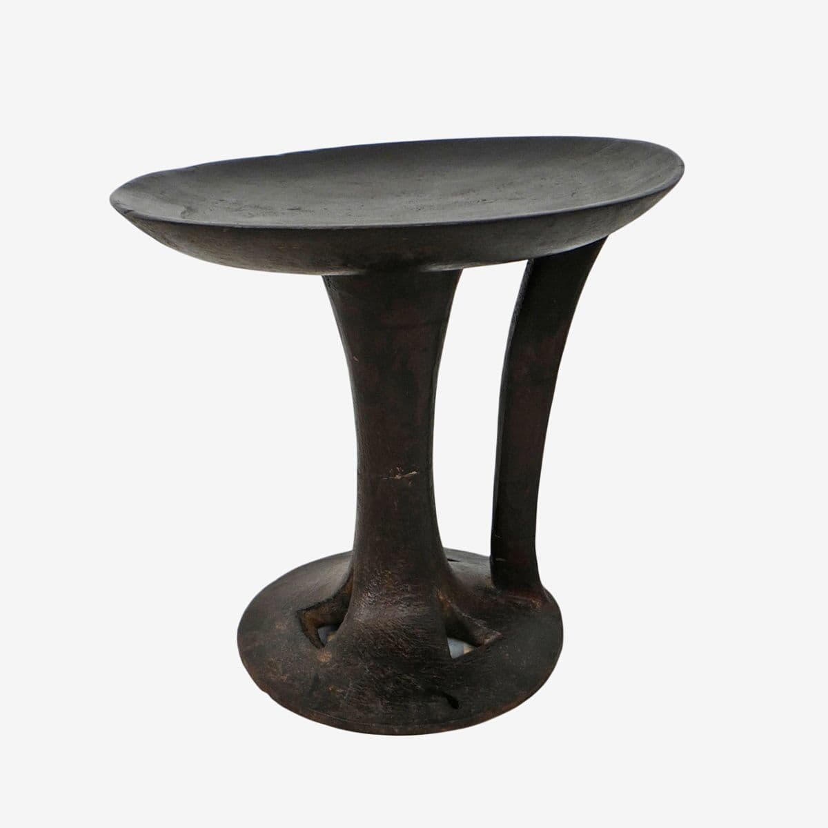 Vintage Naga Wood Serving Bowl Stool - Image 1