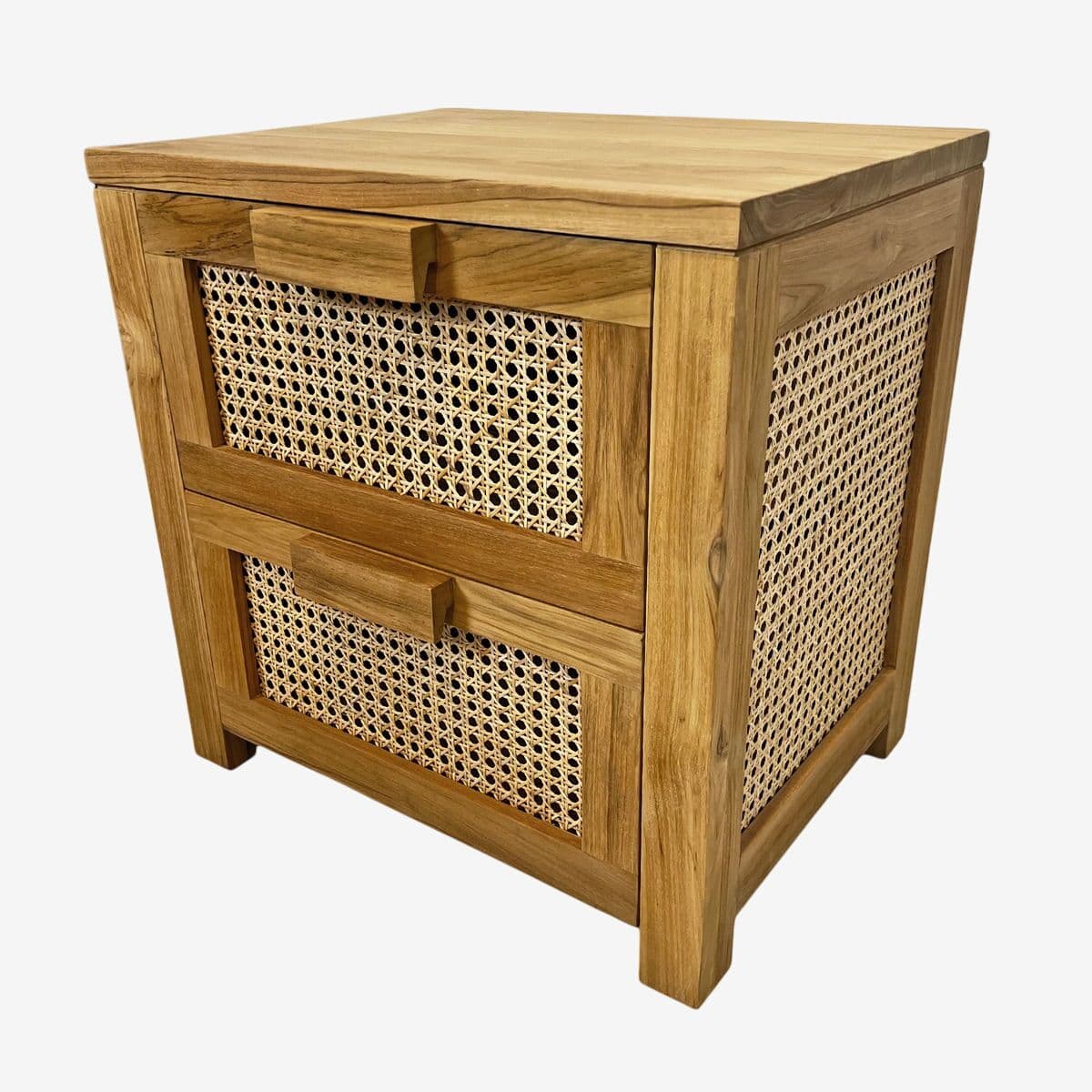 Cane & Teak Bedside Cabinet - Image 1