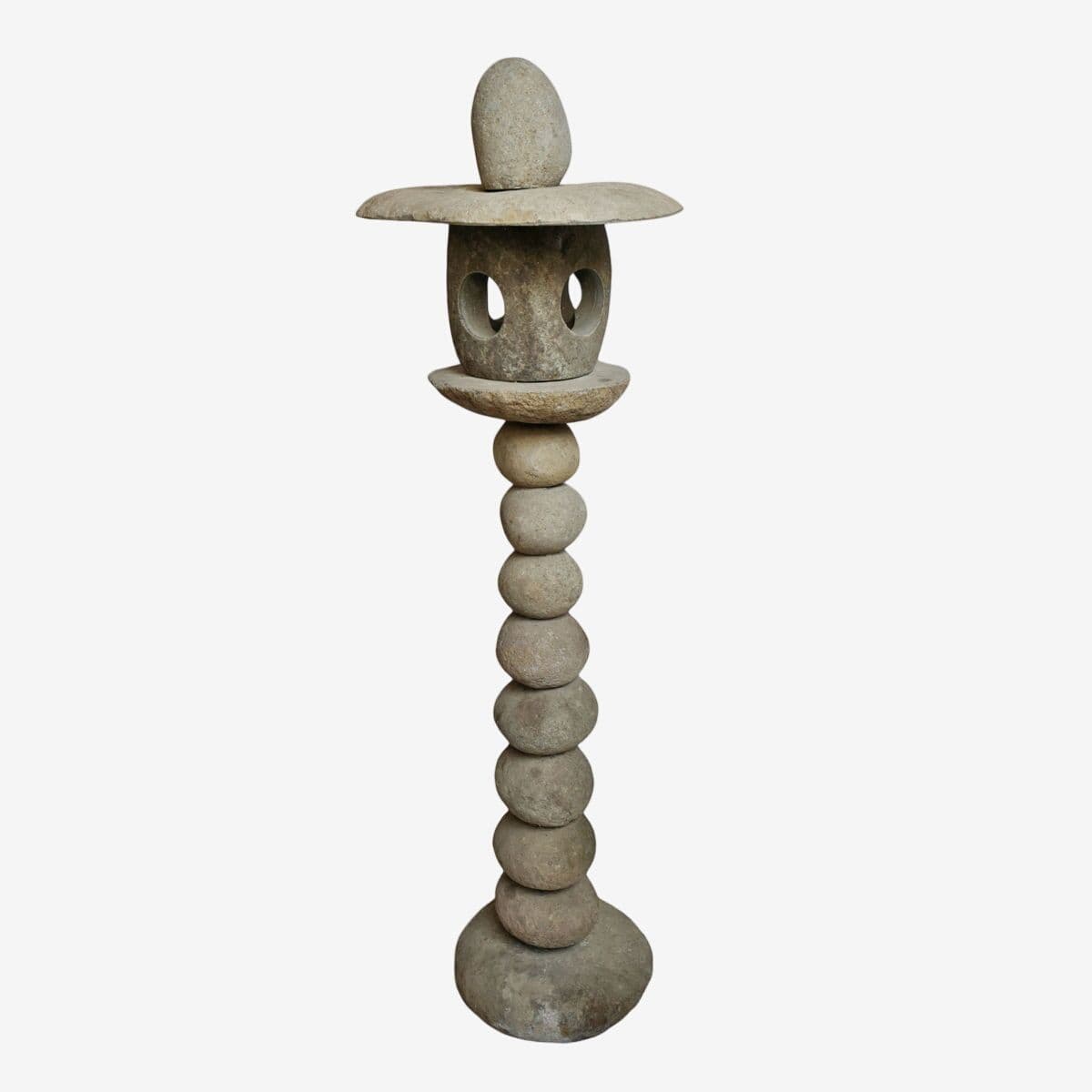 Stacked River Rock Light House Post - Image 1