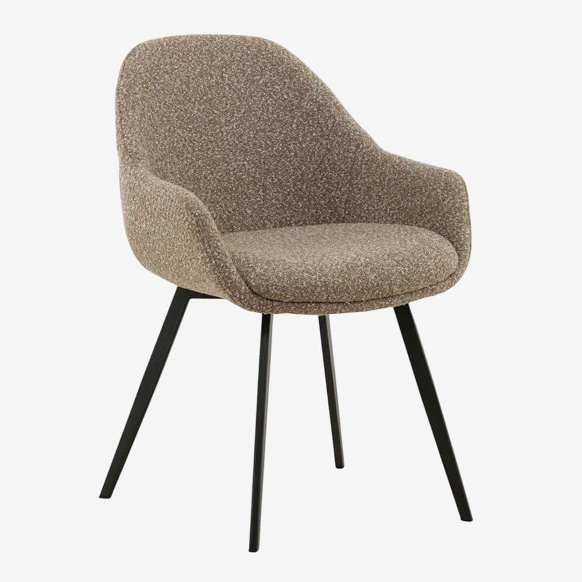 Modern Latte Boucle Dining Chair - Image 1
