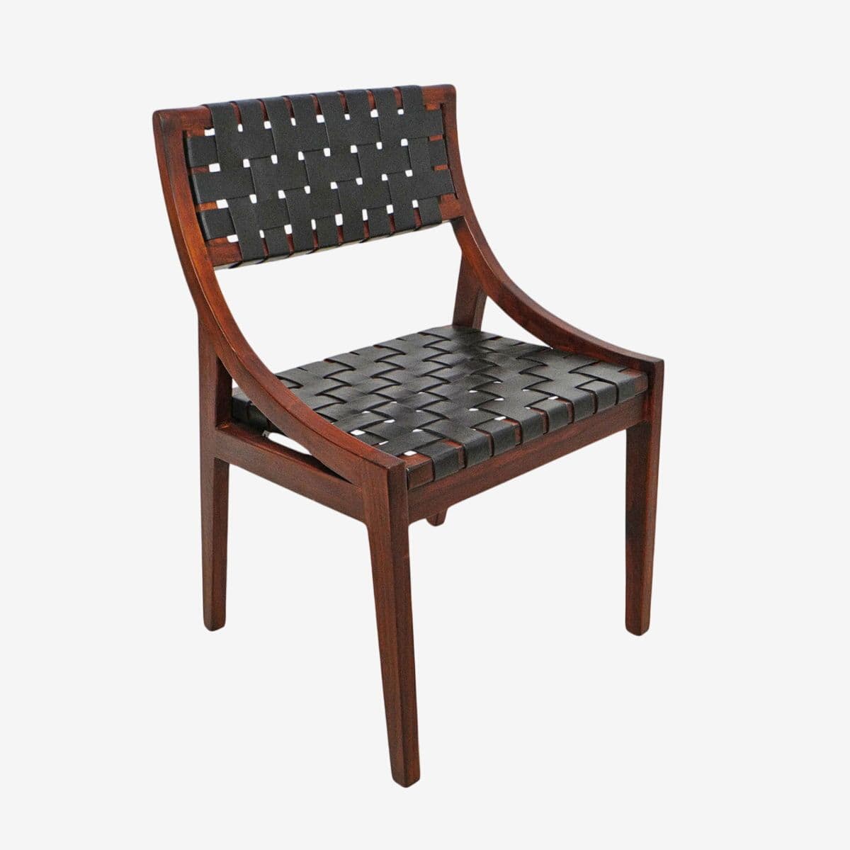 Black Leather Strap Dining Chair - Image 1