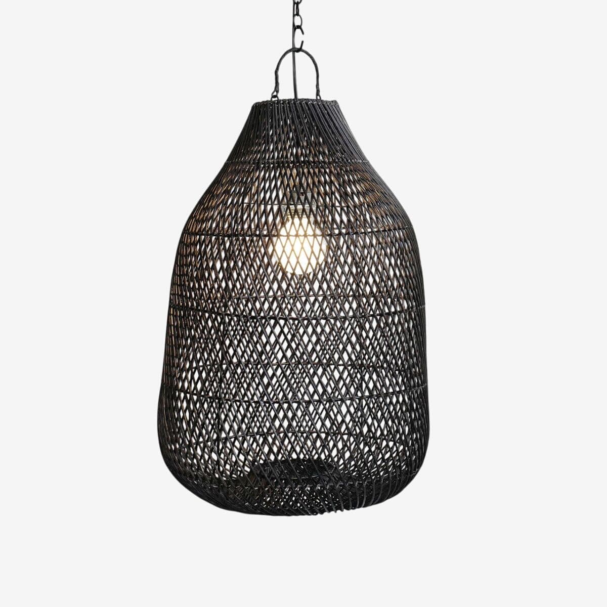 Black Wicker Bottle Lantern Small - Image 1