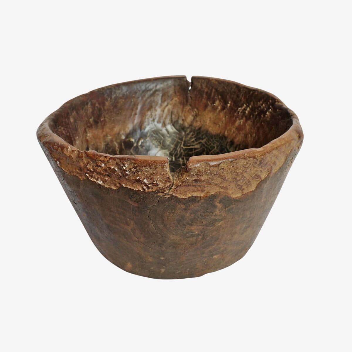 Rustic Vintage Nepal Wood Bowl - Image 1