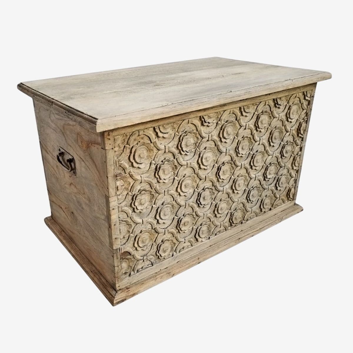 Vintage Carved Pine Storage Box - Image 1