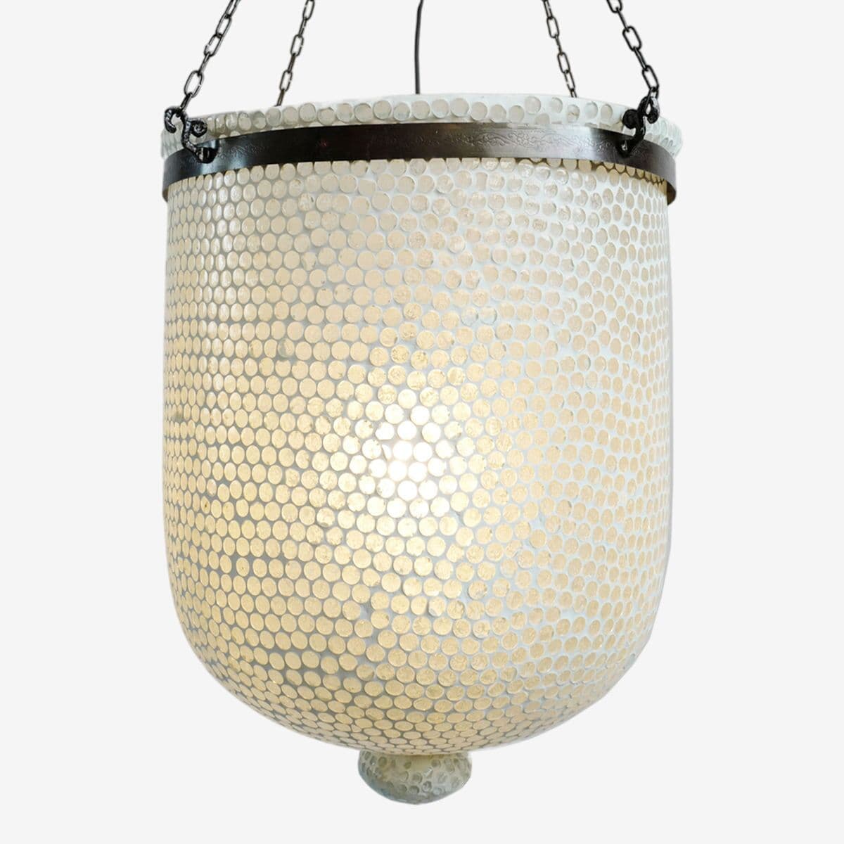 White Mosaic Bucket Pendant Large - Image 1