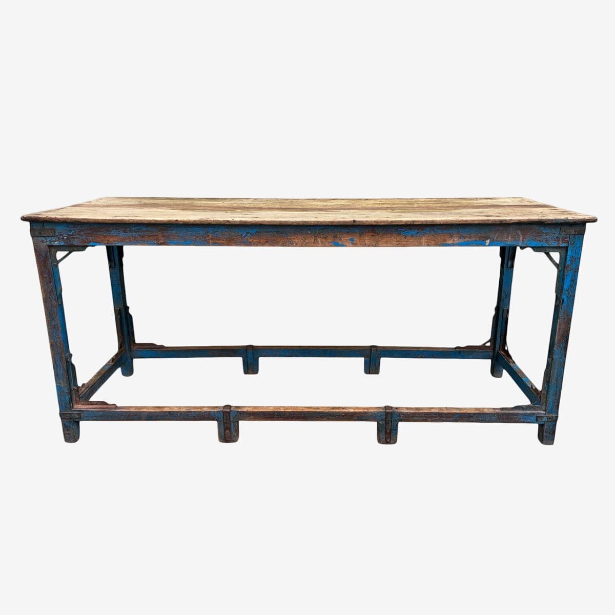 Vintage Farmhouse Blue Leg Table - Image 1