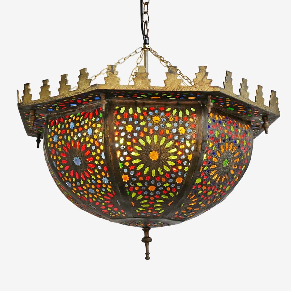 Moroccan Multi Color Bowl Lantern - Image 1