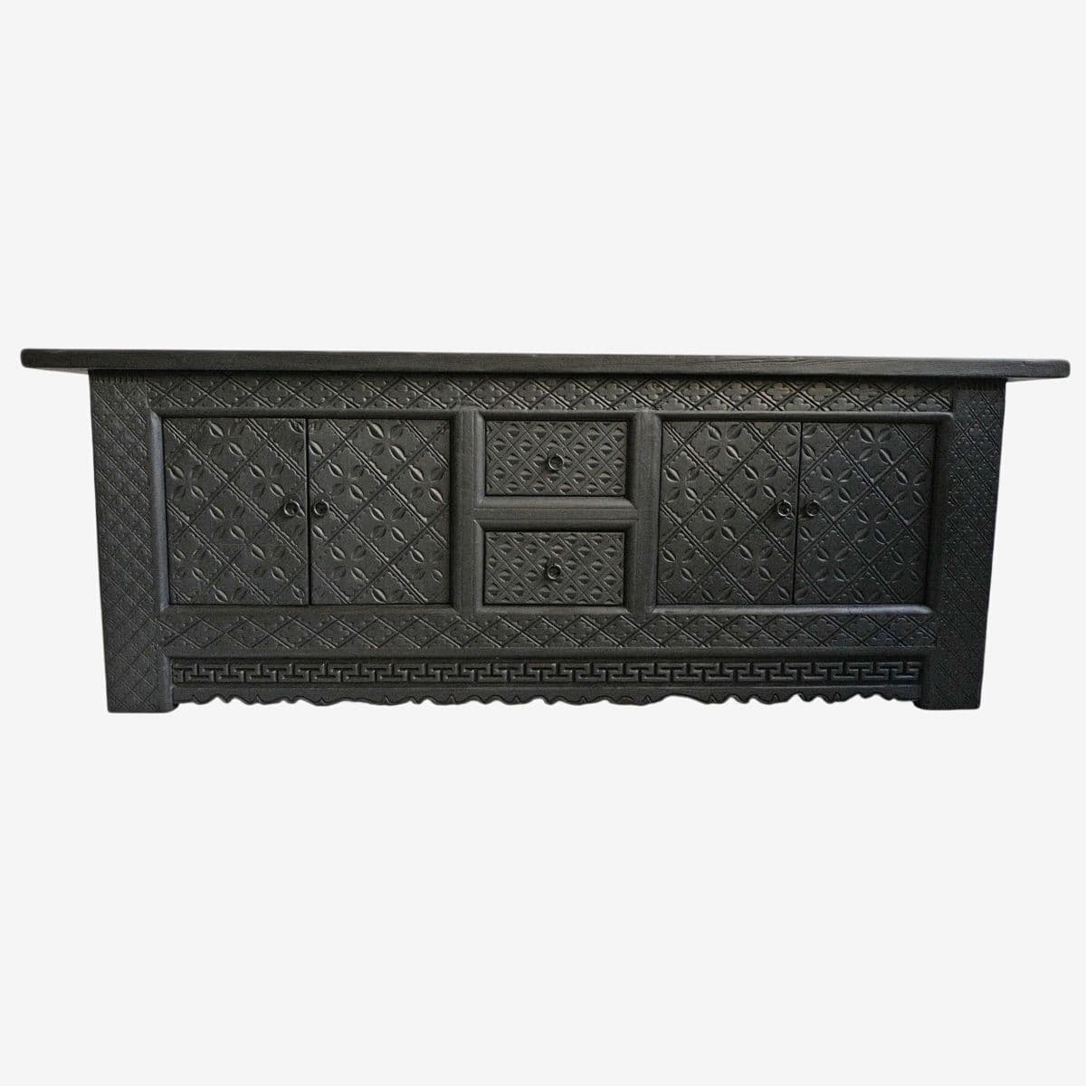 Ebony Carved Media Cabinet - Image 1