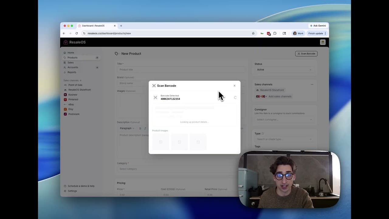 Create a Product by Scanning a Barcode in ResaleOS