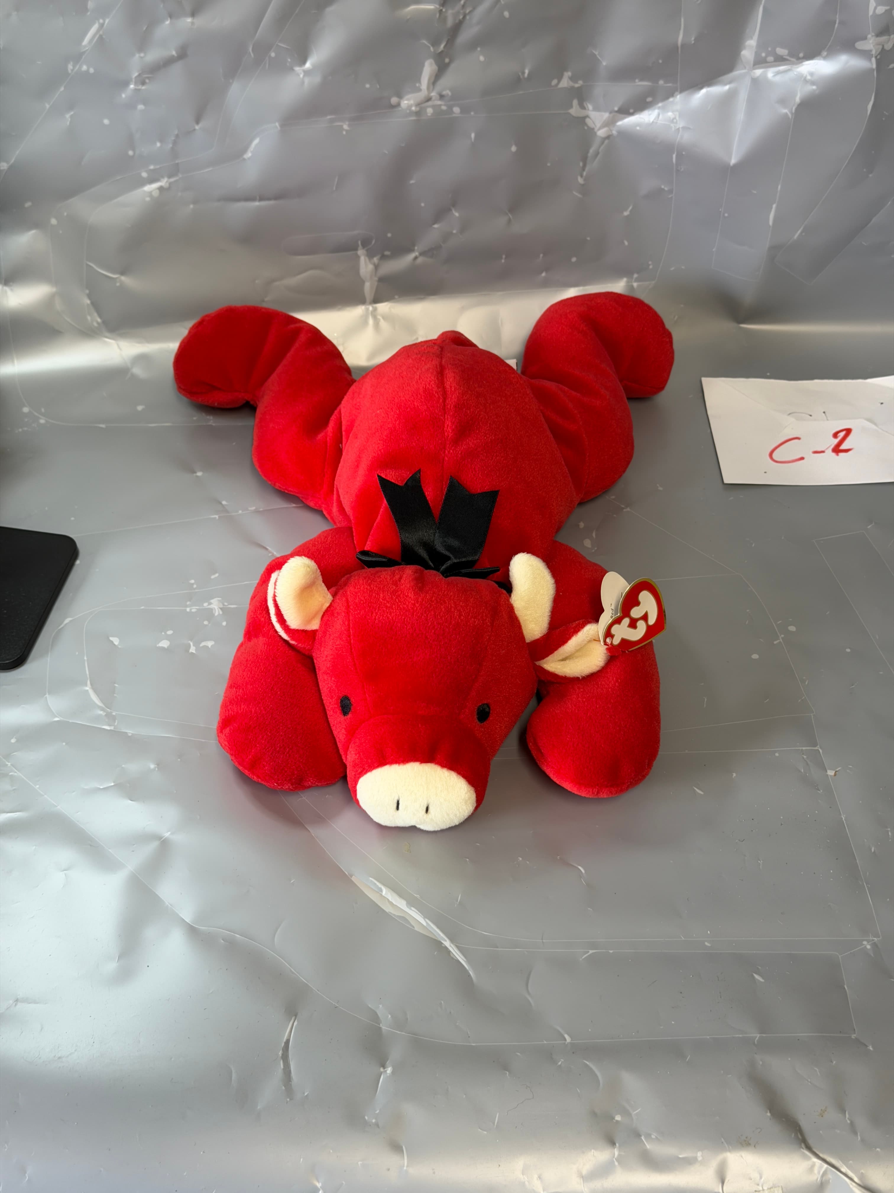 Ty Beanie Baby Red Plush Toy New With Tags Black Bow - Thumbnail 2