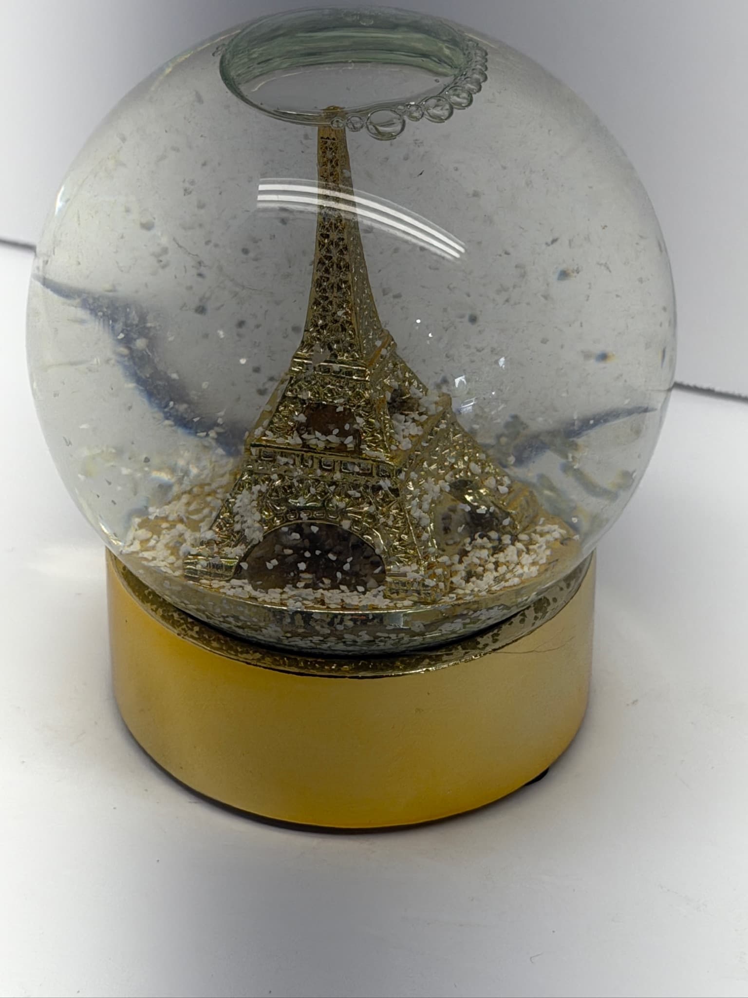 Walgreens Eiffel Tower Water Globe Glitter Snow Globe Gold Base Decor - Thumbnail 4
