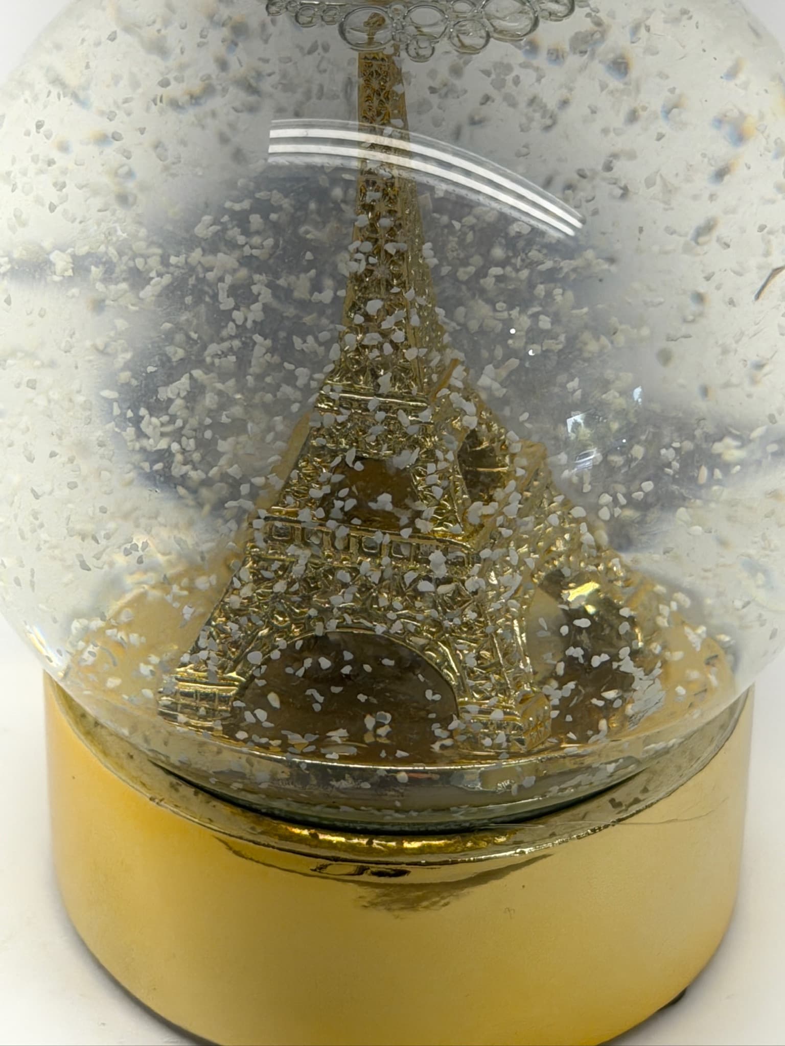 Walgreens Eiffel Tower Water Globe Glitter Snow Globe Gold Base Decor - Thumbnail 3
