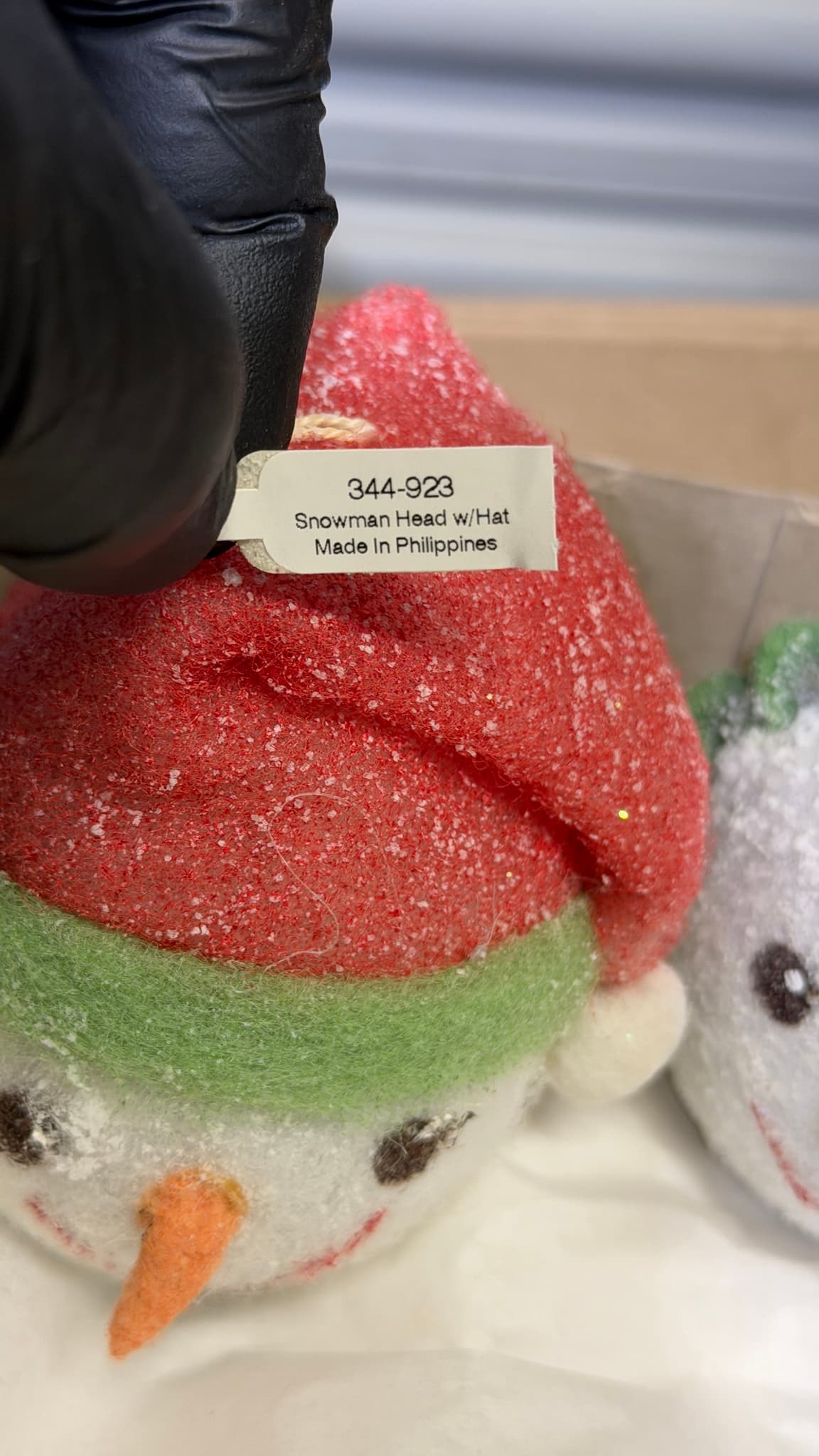 Crate & Barrel Snowman Head Ornaments (2) Christmas Felt Glitter Holiday Decor - Thumbnail 7
