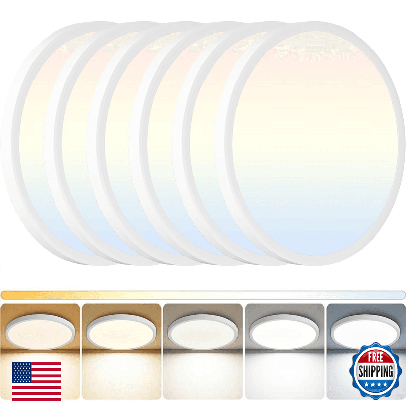 Dinglilighting Led Flush Mount Ceiling Light 12 Inch 6Pack Super Slim Dimmable - Image 1