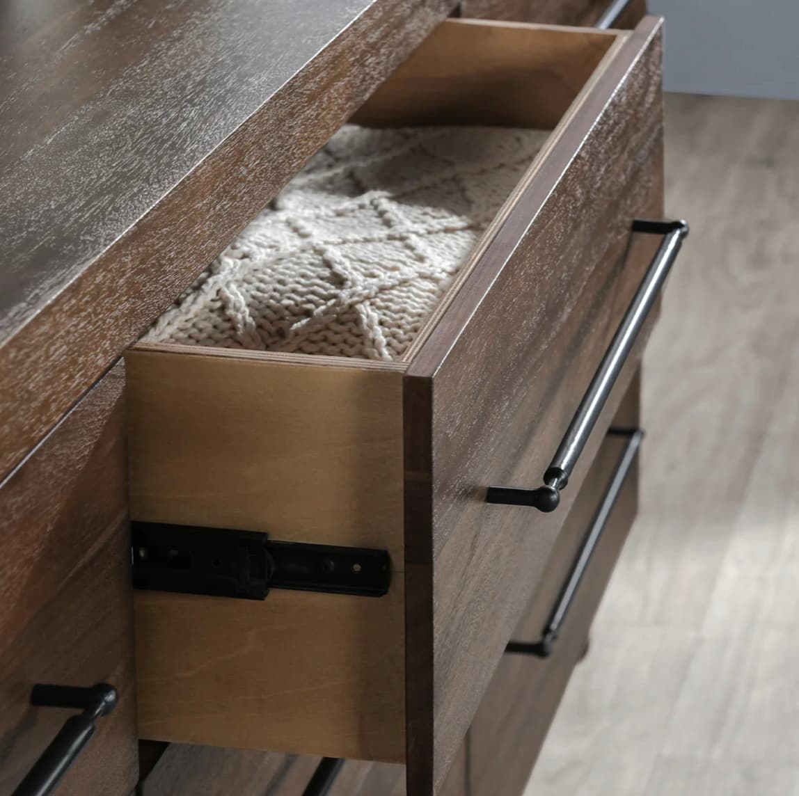 Modern Brown Acacia 9-Drawer Dresser - Thumbnail 14