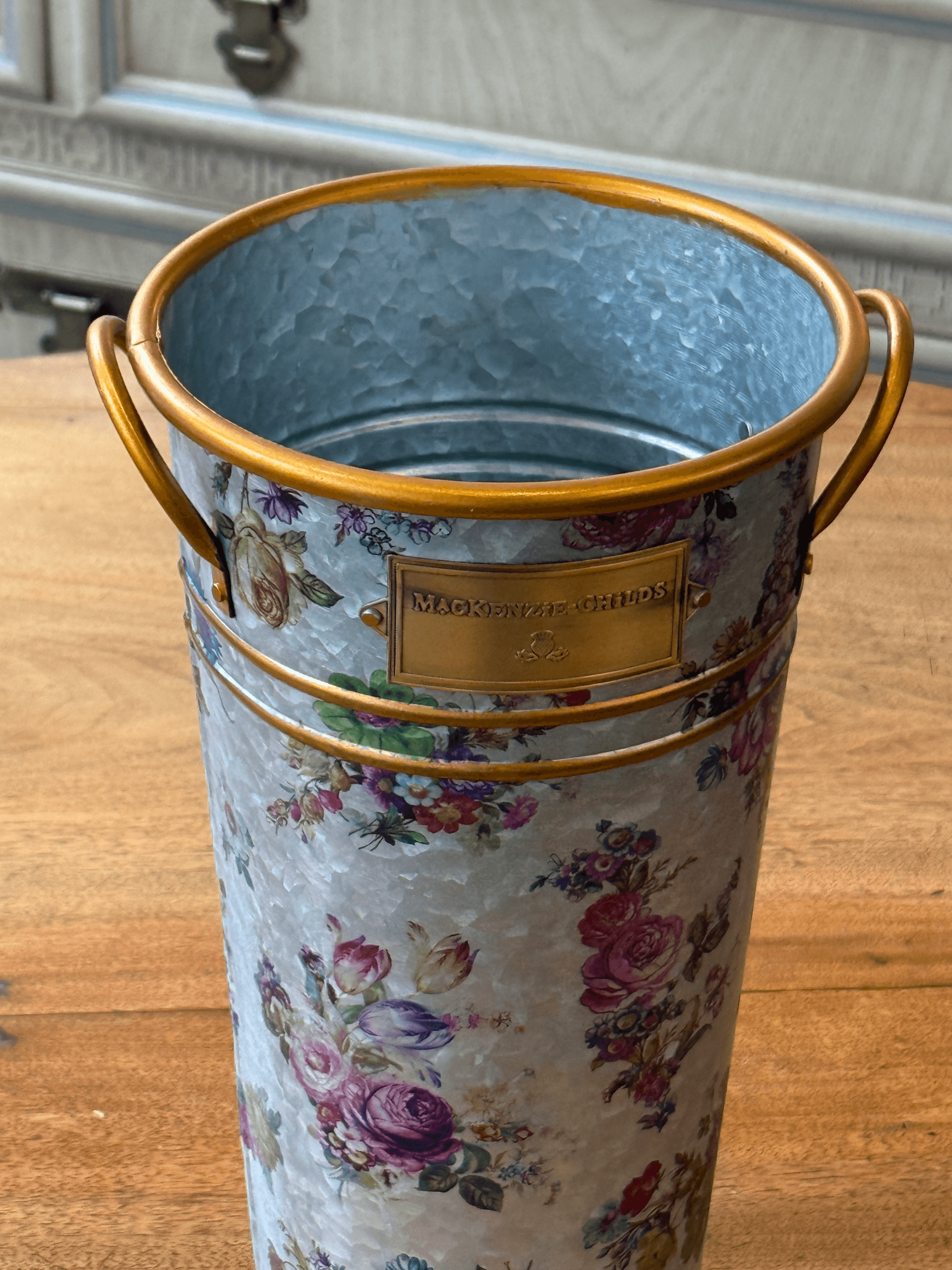 Mackenzie Childs Galvanized Metal Flower Market Vase - Thumbnail 8