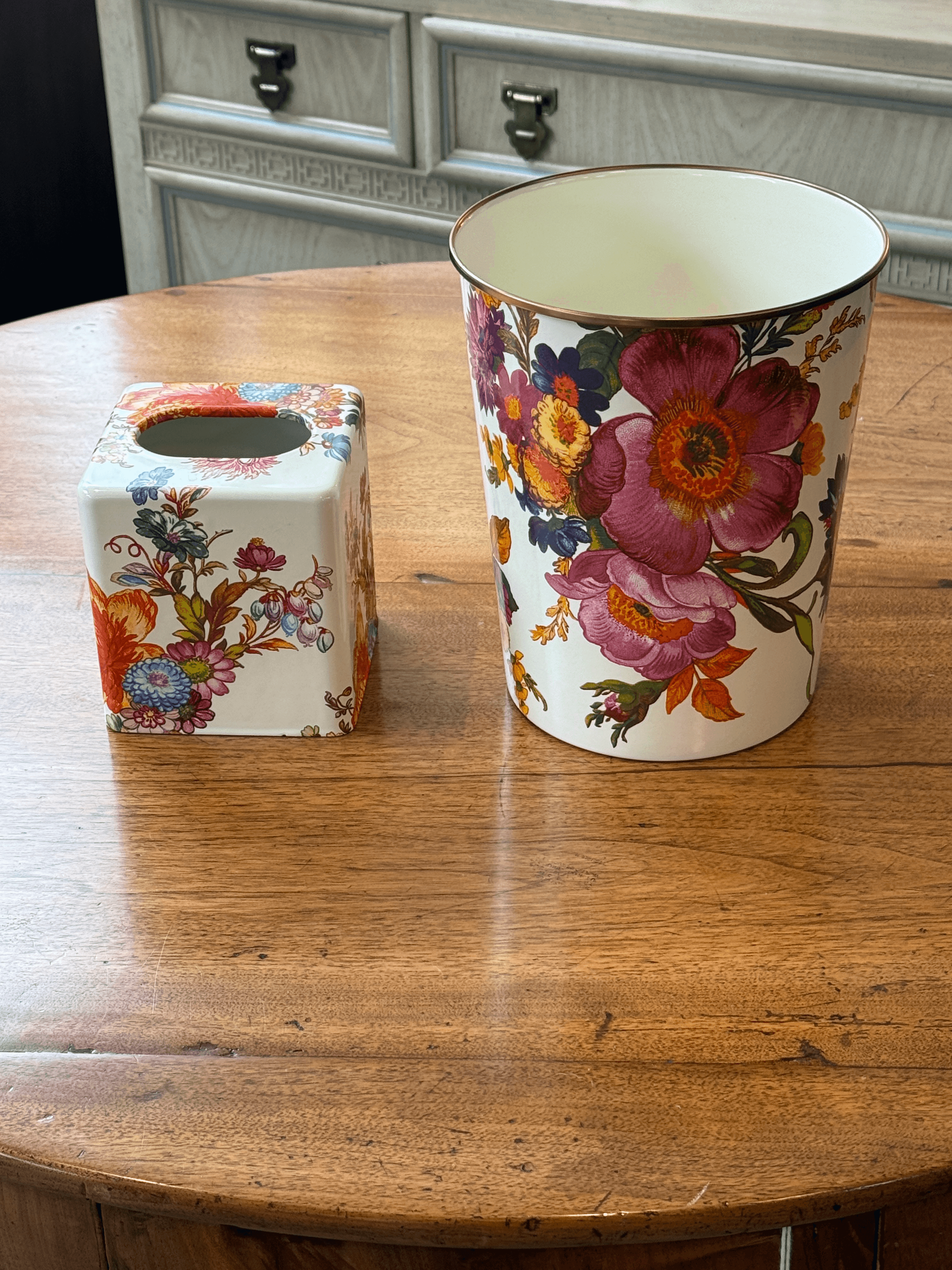 Mackenzie Childs Flower Market Boutique Tissue Box + Waste Basket - Thumbnail 11