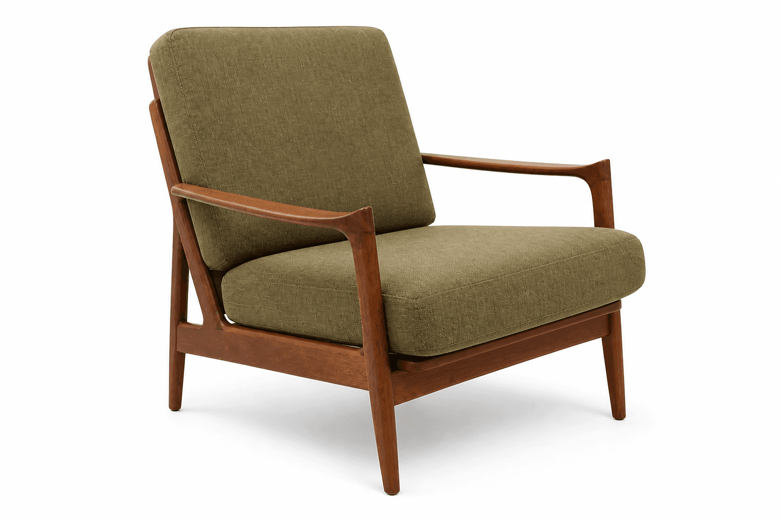The same armchair cut out on a clean white background with a soft shadow