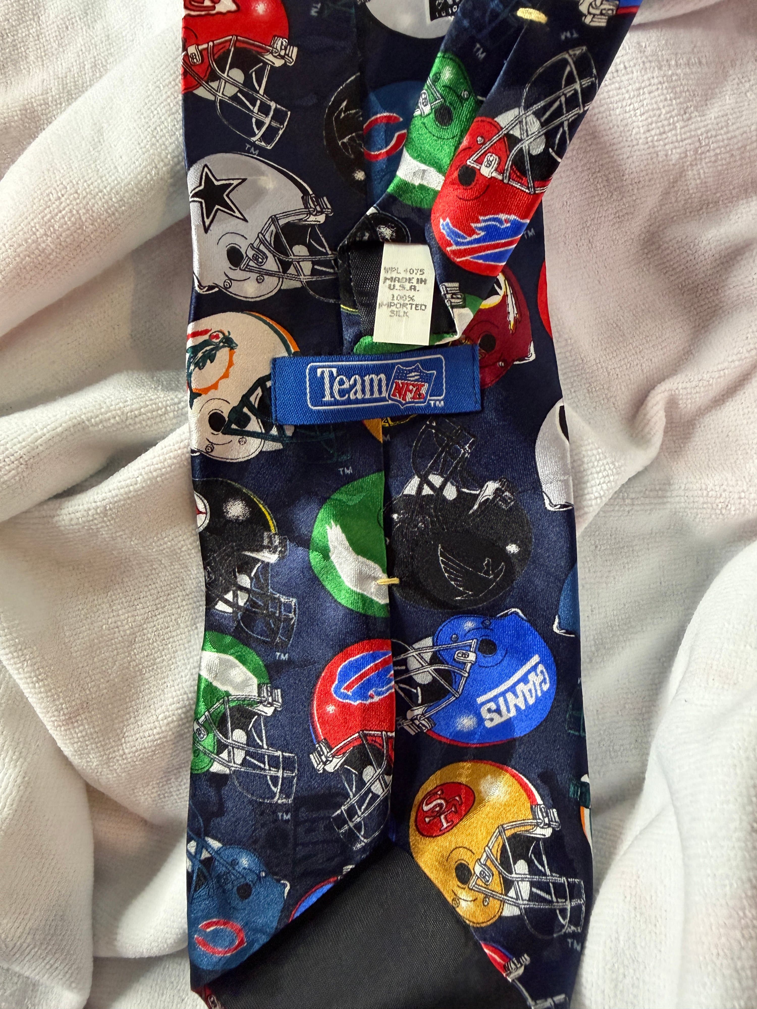 Team NFL Silk Tie with Football Helmets Design