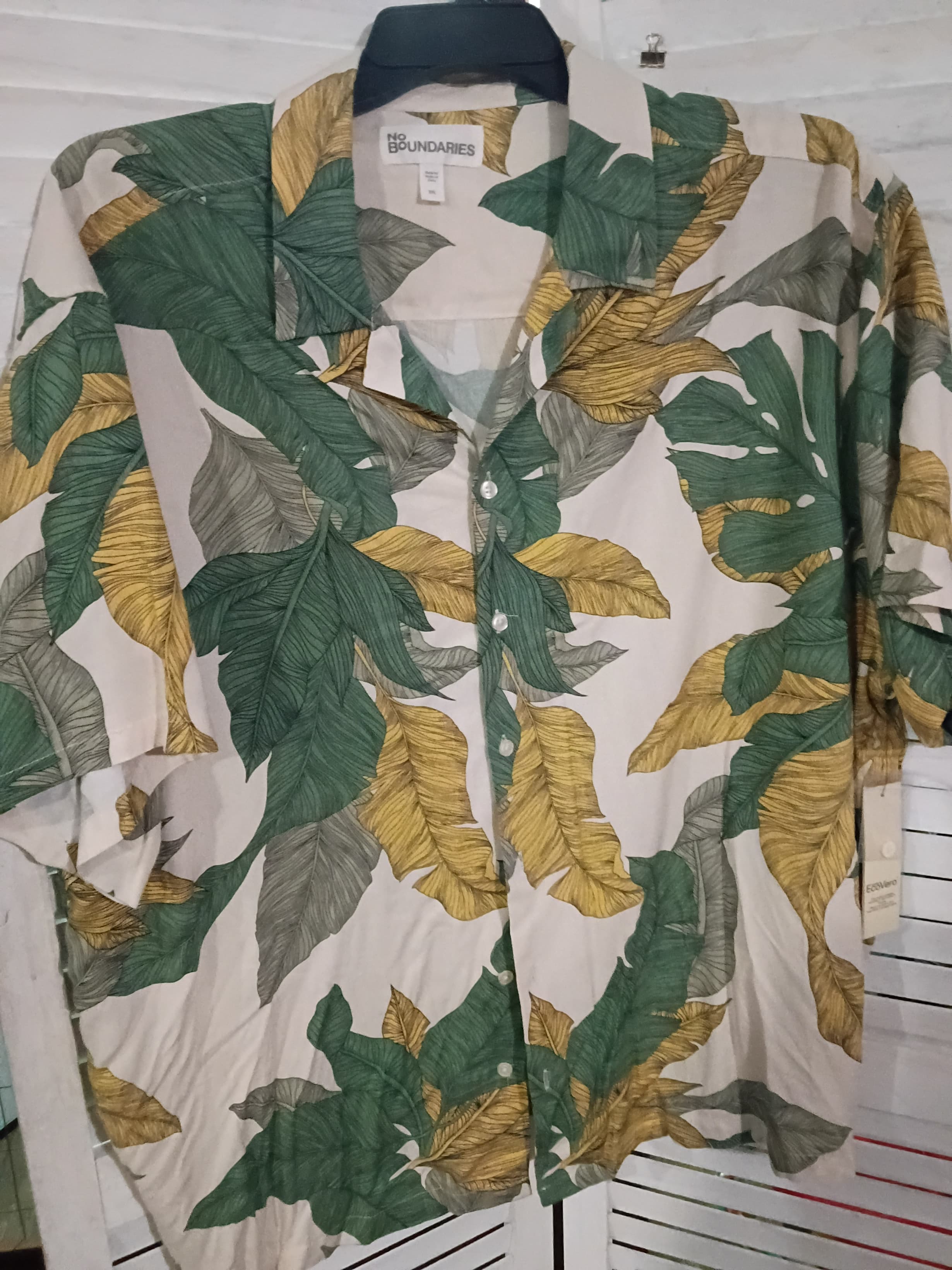 Tropical Leaf Print Shirt 2XL